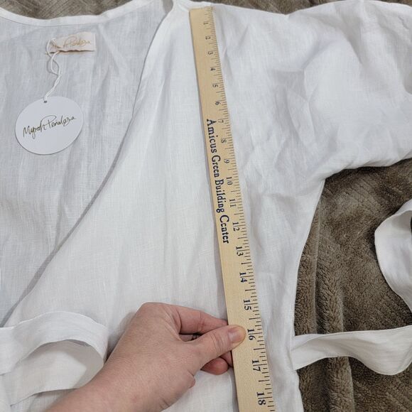 White Resort Midi Dress with V-Neck and Dolman Sleeves - Picture 12 of 13